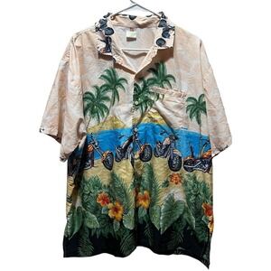 Rima Beachwear Men's Button Hawaiian Motorcycle Prima Aloha Aruba Shirt Size XL